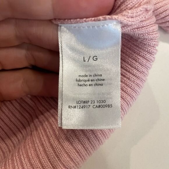 Rachel Parcell Flare Sleeve Mock Neck Ribbed Sweater Silver Pink Size Large - Picture 10 of 12